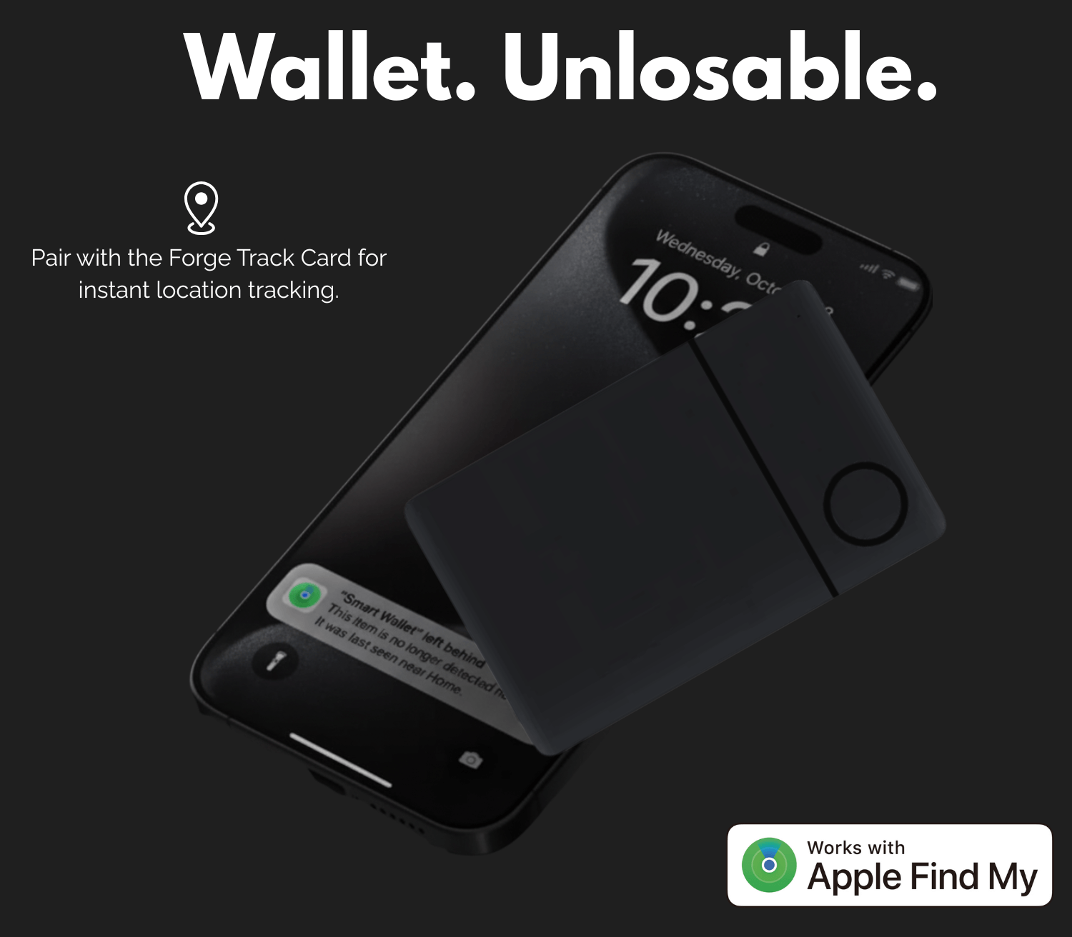 Men’s wallet tracker card with Apple Find My compatibility for instant location tracking.